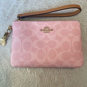 Coach Light Pink Signature Wristlet